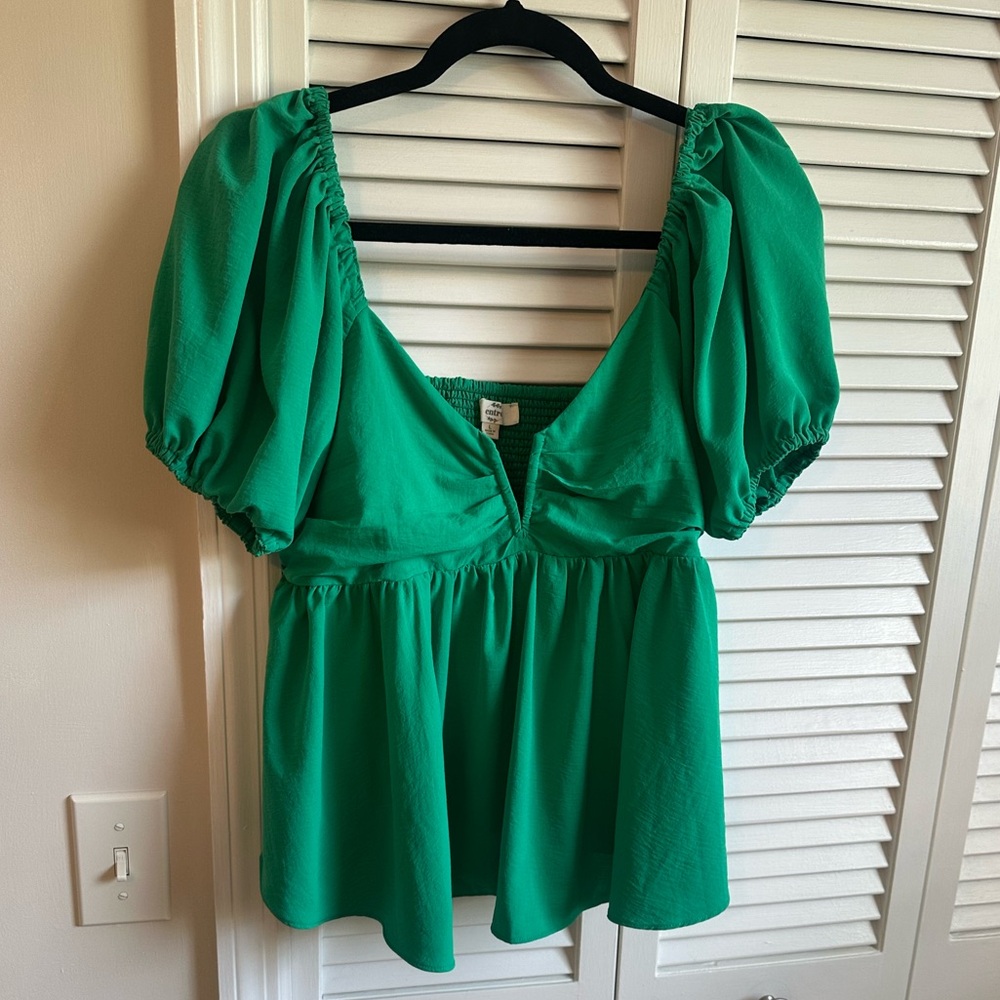 Entro Emerald Smocked Top
